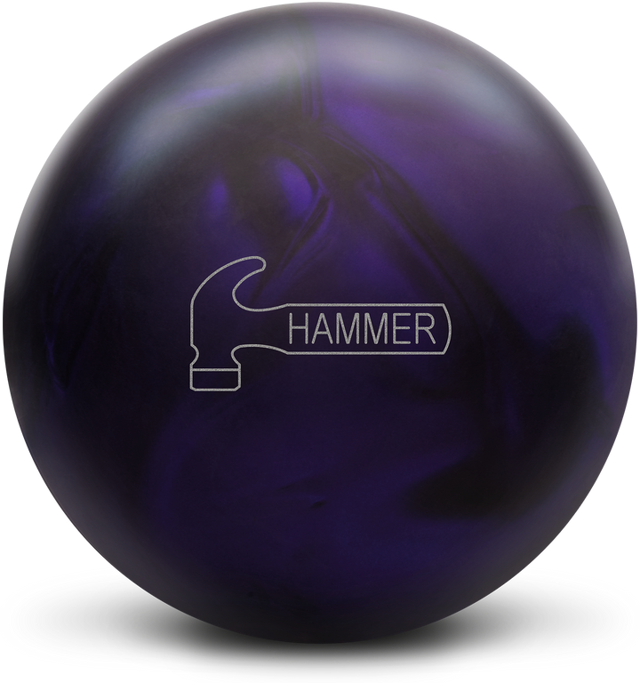 A purple pearl colored bowling ball with the Hammer logo in silver centered prominently.