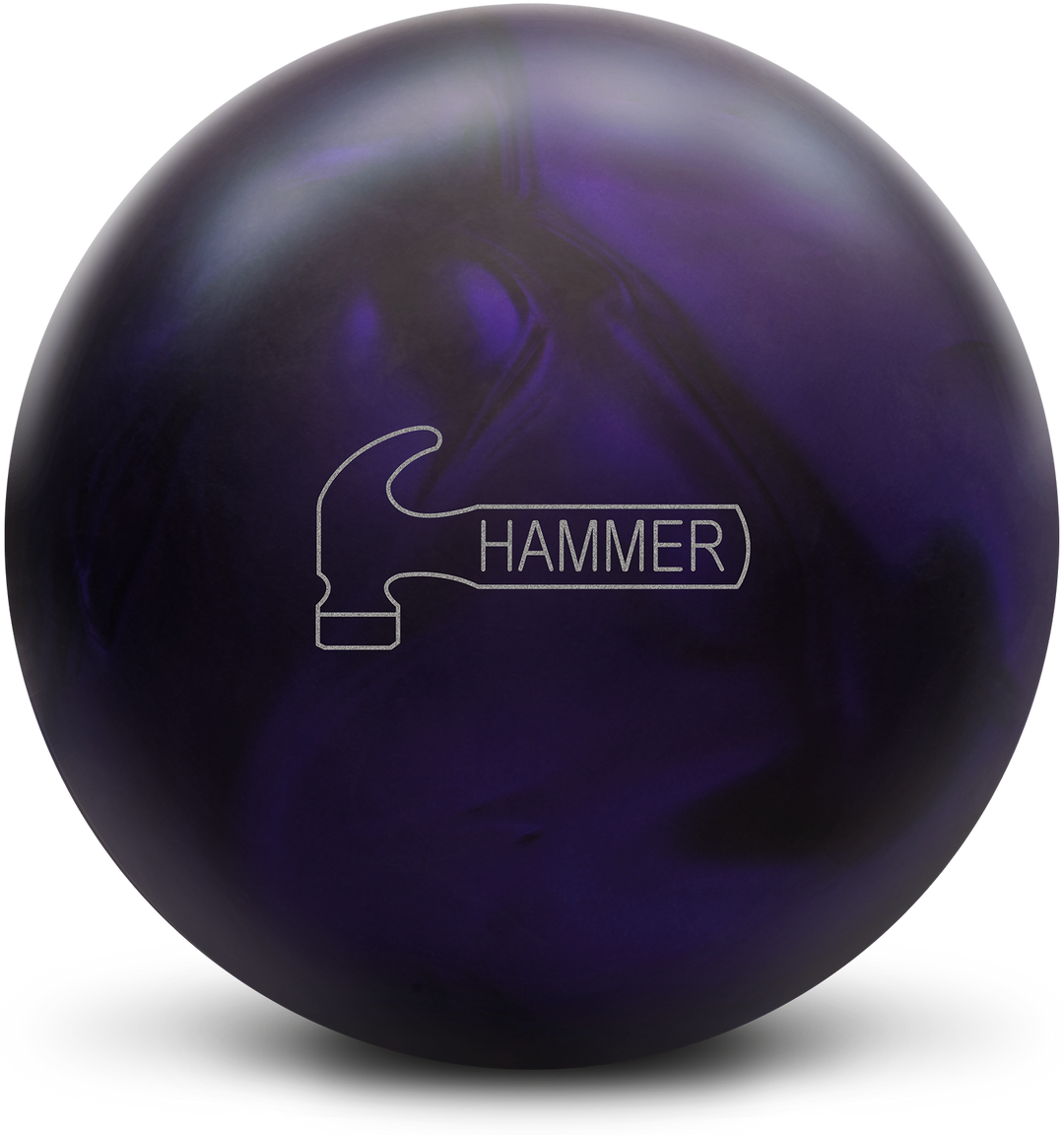 A purple pearl colored bowling ball with the Hammer logo in silver centered prominently.