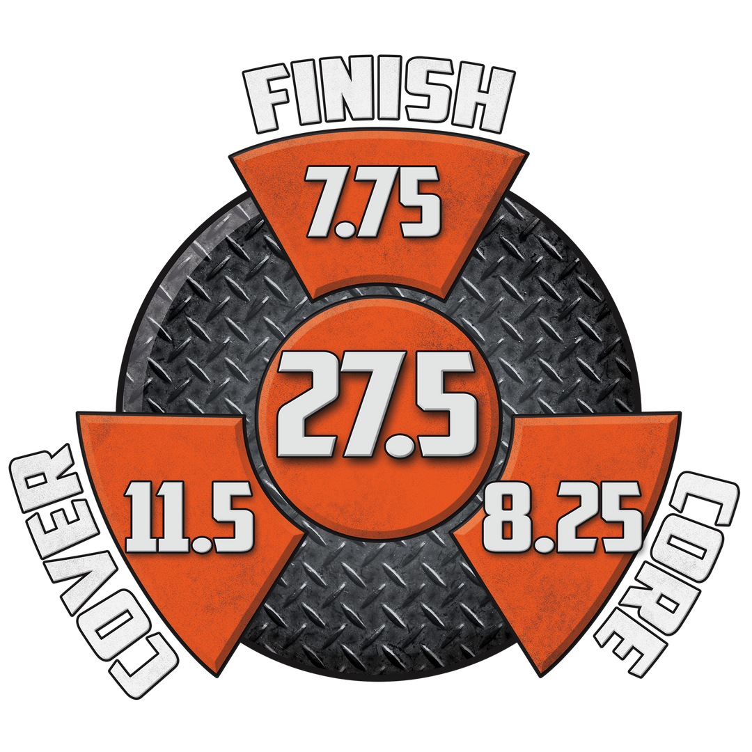 The Zero Mercy Pearl performance graphic with a 7.75 Finish, an 8.25 Core, an 11.5 Cover, and in the center, a Cumulative total of 27.5.
